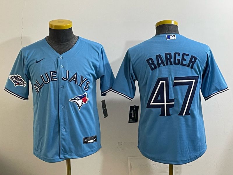 Youth 2025 Nike Toronto Blue Jays #47 Barger Light Blue Game MLB Jersey 04